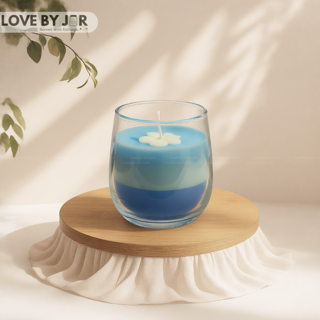 Cute Flower Blue Layer Candle